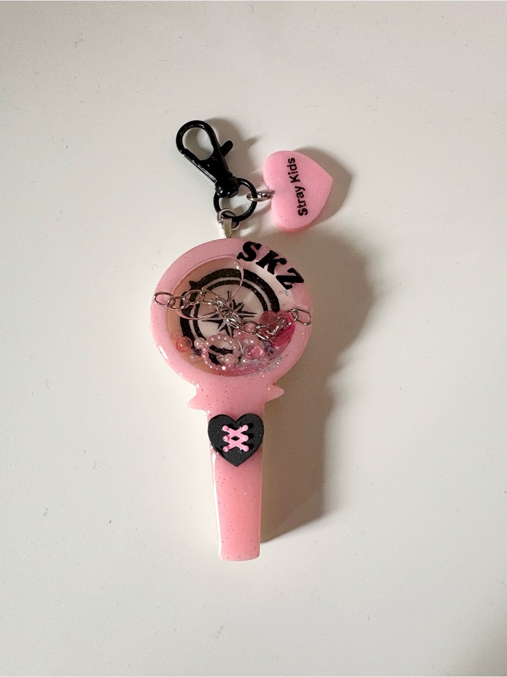 Handmade stray kids Pink Resin lightstick Keychain Charm